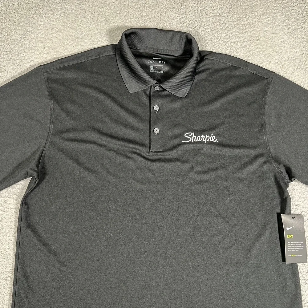 Nike Shirt Mens Large Black Golf Polo‎ Performance Stretch Dri-Fit Casual Preppy